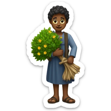 shepherd holding a bush on a leah sticker
