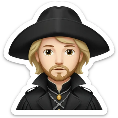Athos, musketeer in black trench coat sticker