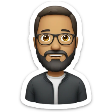 Man with beard glasses and ipad sticker