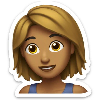 Chica cabello castaño, con una sola laptop sticker