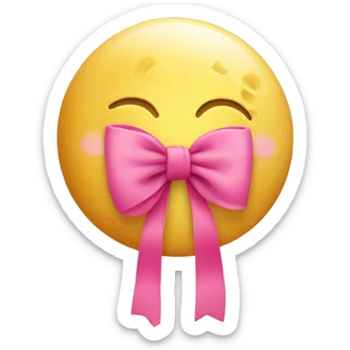 Yellow Moon emoji with a pink bow  sticker