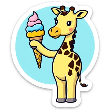Giraffe with ice cream sticker