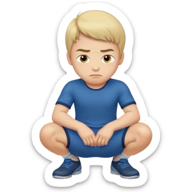 Kids male squatting  sticker