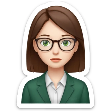 Green eyes office girl with straight hair  sticker