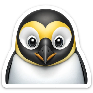 cinematic-adult-emperor-penguin-portrait-emoji,-head-tilted-playfully-and-inquisitively,-with-glossy,-pristine-plumage,-sparkling-eyes-filled-with-curiosity,-simplified-yet-irresistibly-adorable-features, black face sticker
