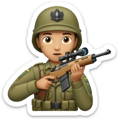 An army policeman aiming with a sniper rifle. sticker