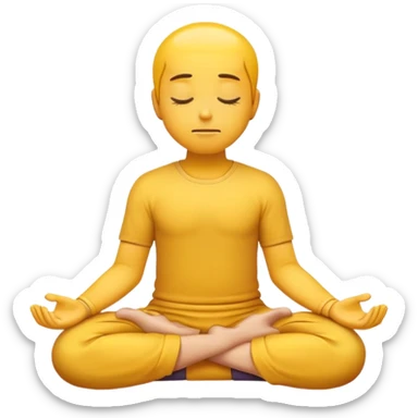 classic yellow emoji meditating, eyes closed, hands resting on knees sticker