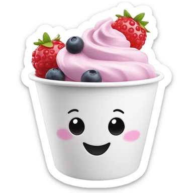 Berries in frozen yogurt swirled in a white cup sticker