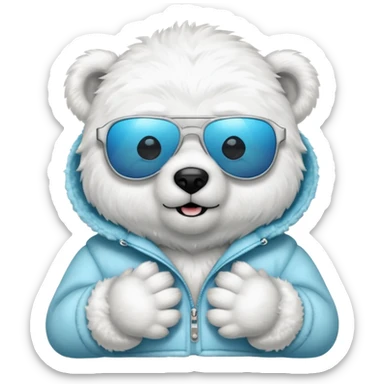 baby polar bear wear sunglasses sticker