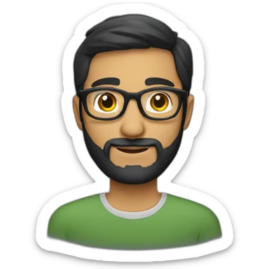 A Pakistani man 30 years old with a beard and wayfarer spectacles sticker