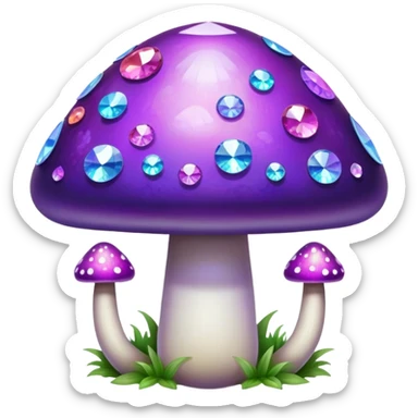 Bejeweled purple magic mushroom sticker