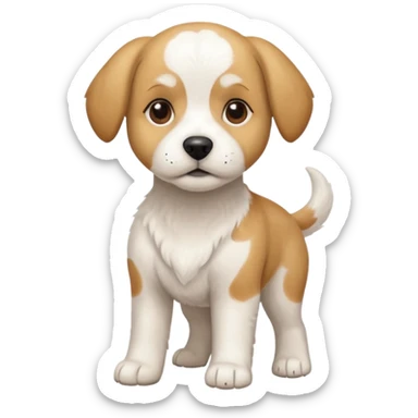 a full body white beagle x maltese x chi dog the size of a kelpie with light brown ears and a light brown patch on one eye sticker