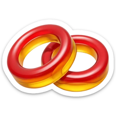 emoji de 2 gomitas en forma de aro una colo rojo y otra amarillo de muy gruesas  sticker