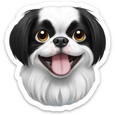 black and white japanese chin with an exaggerated smile sticker
