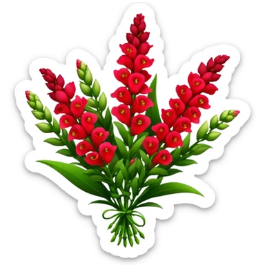 big bouquet red Snapdragon, luxuriant, leaf, bud sticker