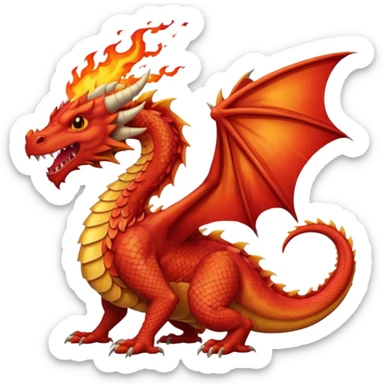 a red wales dragon with breathing fire sticker
