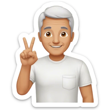 jardinero maduro, con camiseta blanca, contento y realizando el gesto de OK con la mano. Imagen realista. La iluminación es brillante y la combinación de colores es neutra con algunos toques de color. sticker