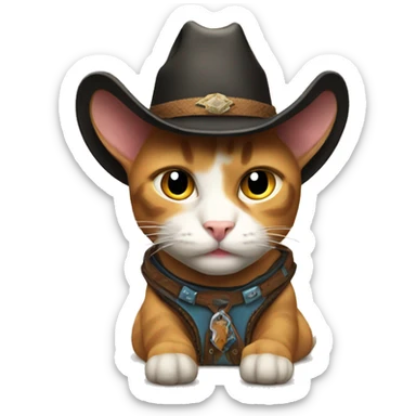 Cow boy rodeo cat  sticker