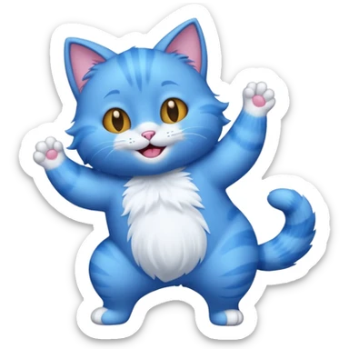 a  cute dancing blue cat sticker