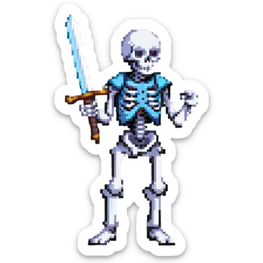 skeleton with a sword, action pose sticker