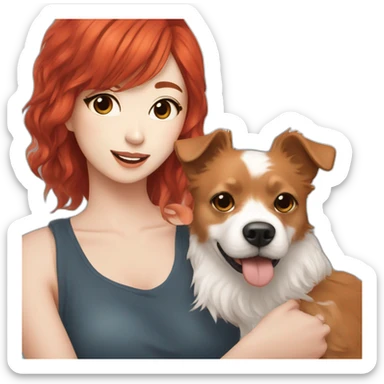 Red-haired K-pop singer with dog ggmaltese sticker