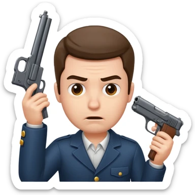 Guy putting gun to head and making annoyed face  sticker