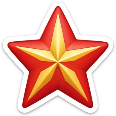 a twelve point star with slightly rounded borders, red sticker