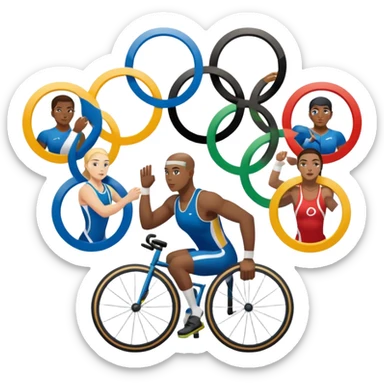 paralympic games with disable athletes with the olypic rings sticker