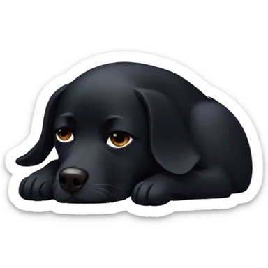 Black dog with pointy ears sleeping sticker