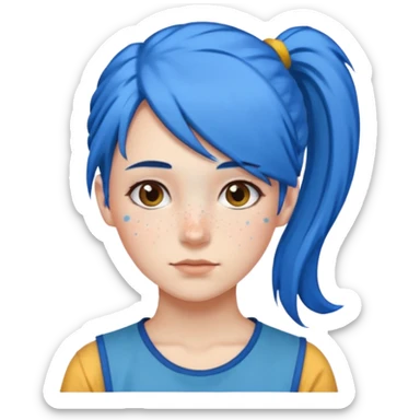 chica con pelo azul colita de costado sticker