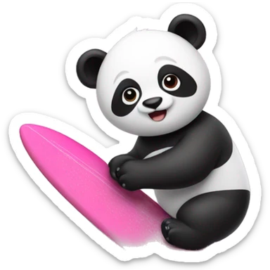 Panda wearing a tutu surfing on a pink surfboard  sticker