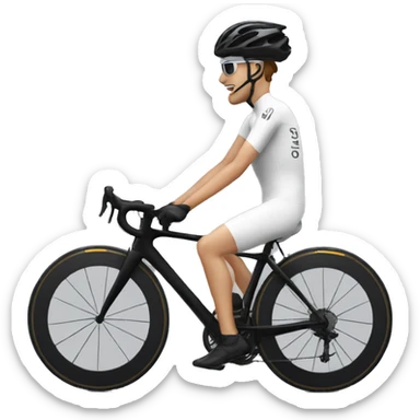 Roadcycling black bike, white cyclist wearing black clothes sticker