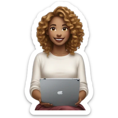 ipad pro 11 and apple pencil happy woman draw sticker