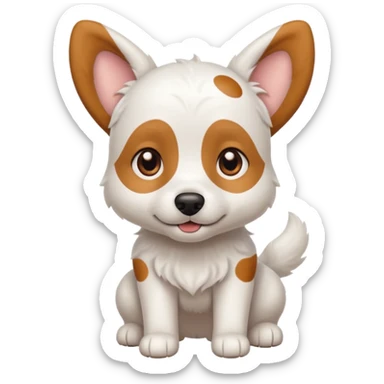 White dog with brown eyes and some long body and white ears with brown spots curved on the sides sticker
