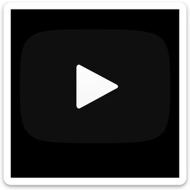 Reverse the colors of the YouTube logo so the background is black and the play button is white, keeping the same style and shape as the original image. sticker