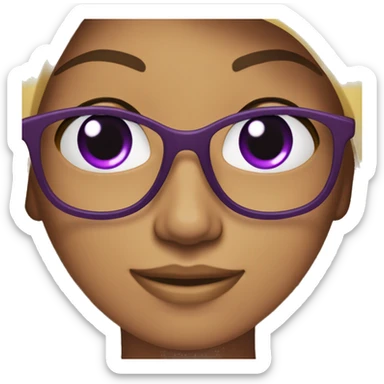rapariga, cabelo liso, óculos roxo sticker