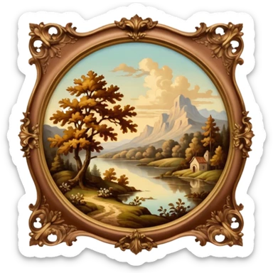Vintage brown rococo painting art nature  sticker