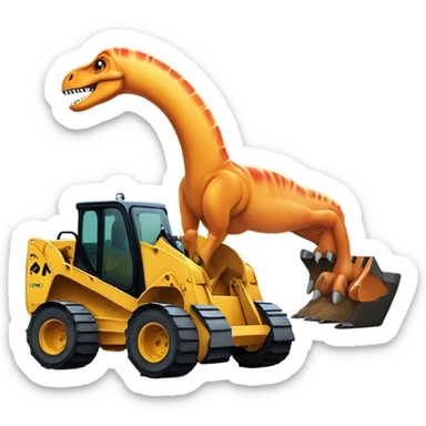 Dinosaur and skid steer sticker