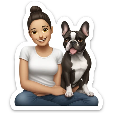 Girl with French bulldog sticker