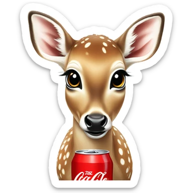 baby deer sipping on Coca Cola No Sugar sticker