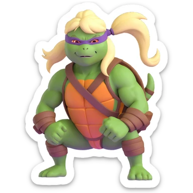 Hun from TMNT, large muscular gang leader with blonde ponytail sticker