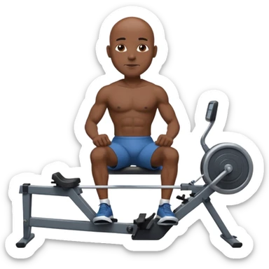 bald african american male on rowing machine sticker