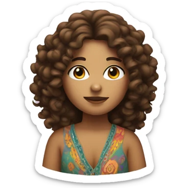 Curly brunette hippie plump sticker