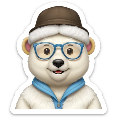  polar bear wearing glasses and a hat sticker