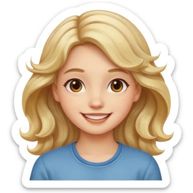 Now, the same girl but with a happy face please with light wavy hair sticker