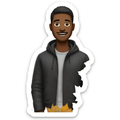 Jeune Homme noir de 33 ans habillé en tenue casual de marque dans un decor d'automne sticker