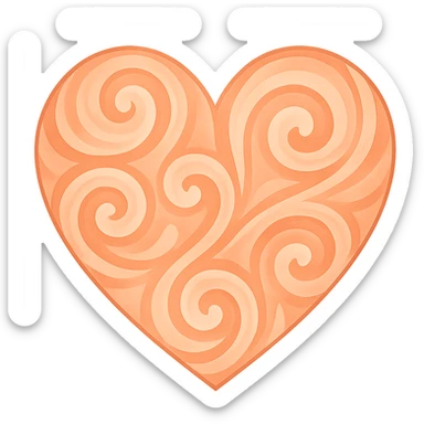heart with a swirling peach pattern, digital illustration sticker
