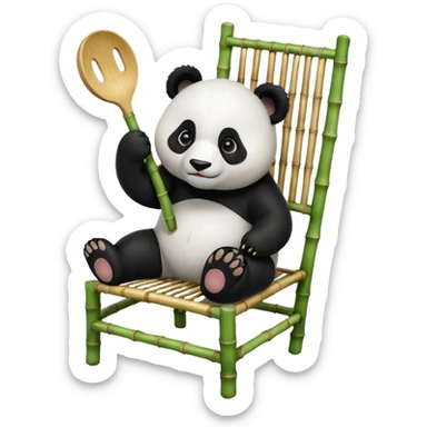 playful and expressive panda testing the durability of a dining chair, clear subject focus, no background, suitable for emoji or sticker use sticker