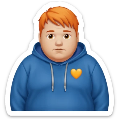 Fat guy with a blue hoodie with orange hair  sticker