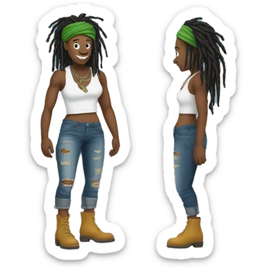 hog with dreadlocs, a green bandana, in ripped blue skinny jeans sticker